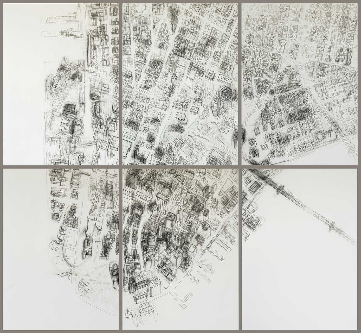 EastCoastLand, (New York) pencil on paper, 140 x 150 cm, 2008